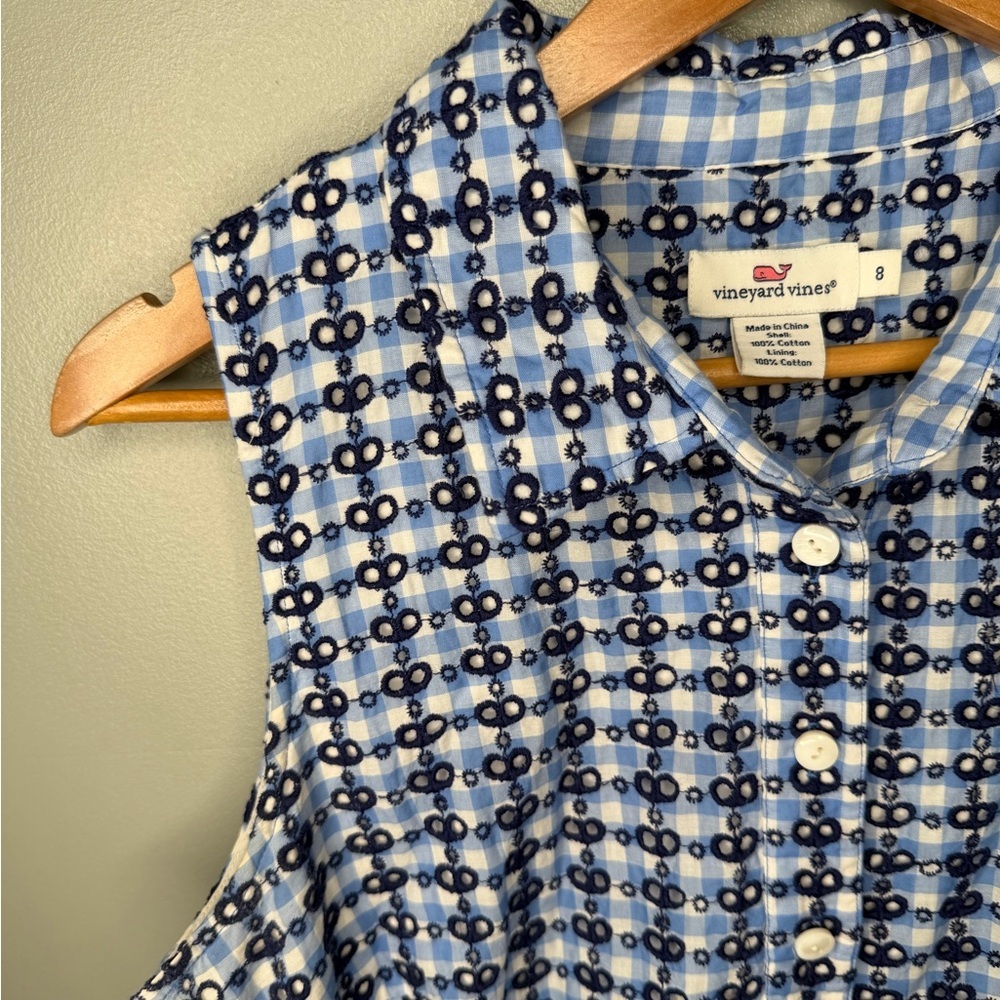 Vineyard Vines Eyelet Gingham Belted Mini Dress - Picture 6 of 11